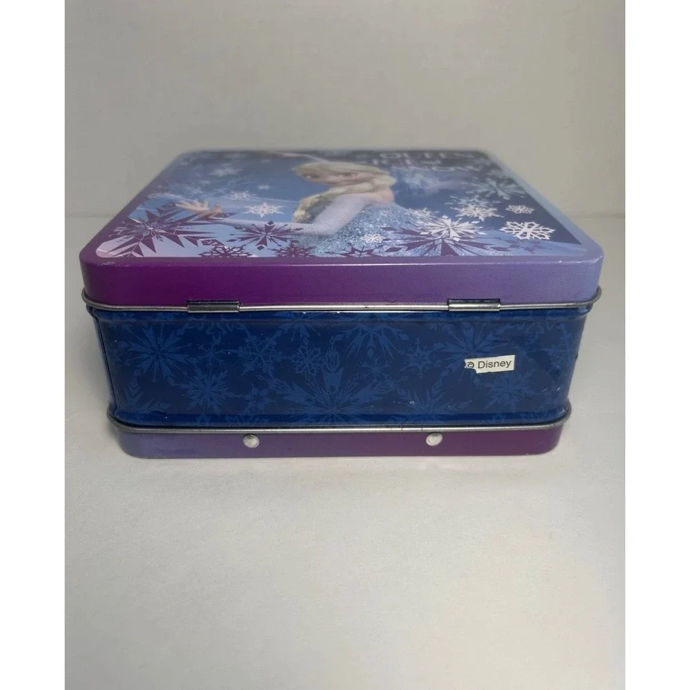Disney Frozen Elsa Queen of Ice and Snow Metal Tin Lunch Box Blue 6 Inch